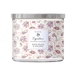 White Peach & Oolong Wax Tumbler Candle Jar by Woodbridge 410g White Peach & Oolong Wax Tumbler Candle Jar by Woodbridge 410g